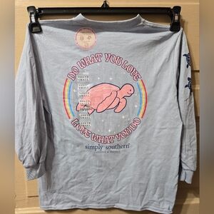 Simply Southern "Do What You Love" Turtle Graphic Blue Long Sleeve Shirt  NWT